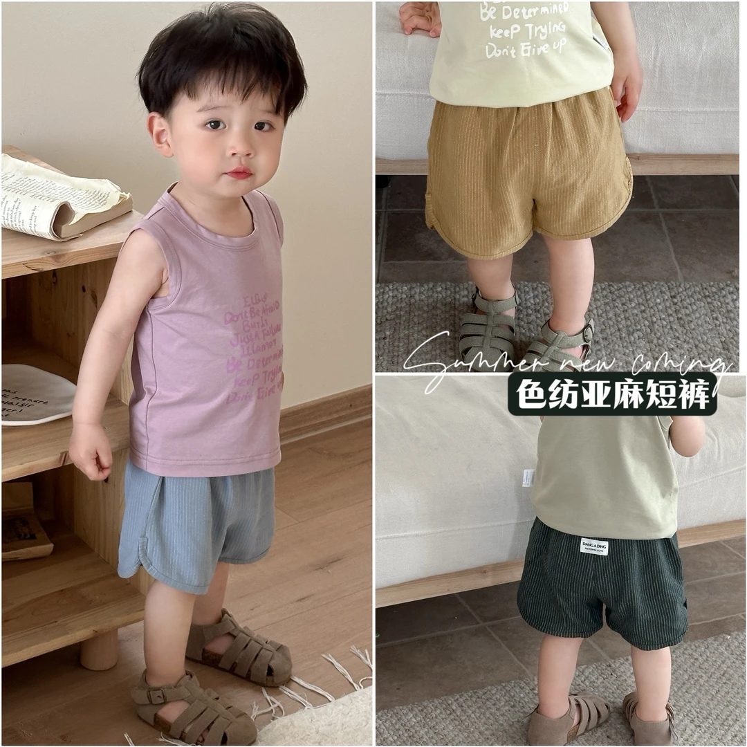 【小豆丁】婴幼儿夏季条纹短裤亚麻宝宝热裤