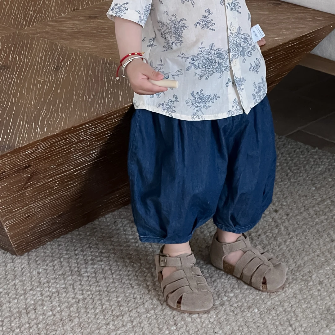 【棉牛仔】婴幼儿夏季薄款牛仔八分裤宝宝气球裤