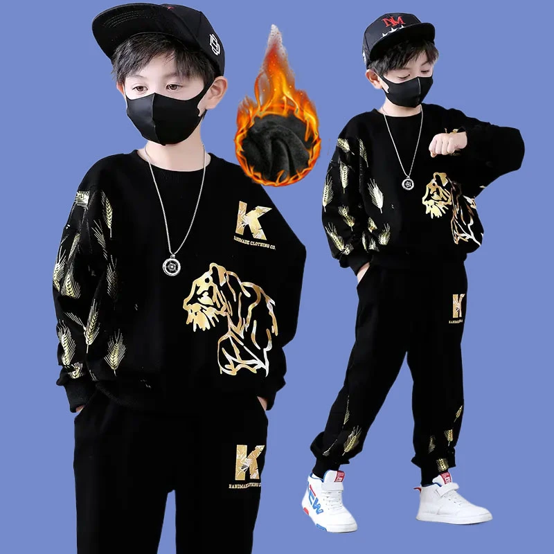 【品牌】男童秋冬加绒套装2024新款中大童韩版洋气6-12岁冬款童装潮