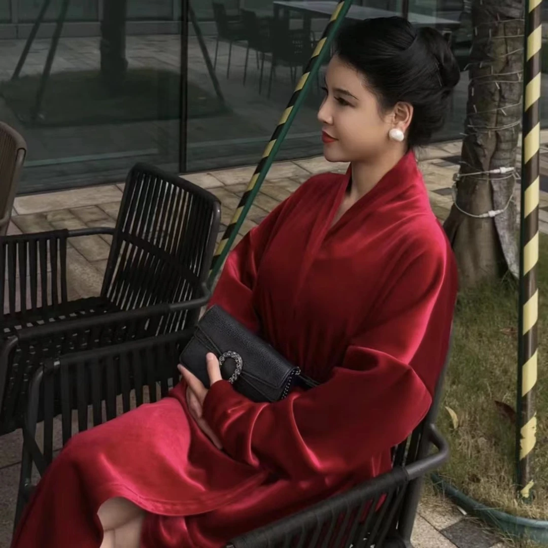 【YM·御姐气质】08款进口丝绒加厚高定外套女装穿搭时尚日常长款