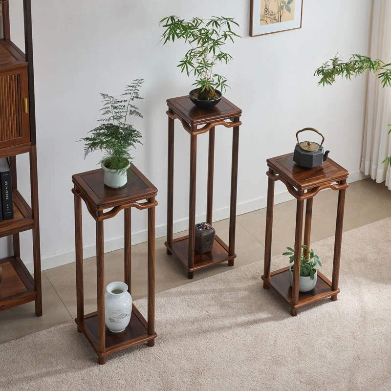 【源木林】胡桃木花架阳台置物架室内客厅禅意花台实木落地榫卯整装