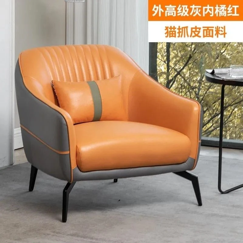 北欧轻奢单人沙发椅客厅家用卧室休闲椅设计师布艺沙发懒人小户型