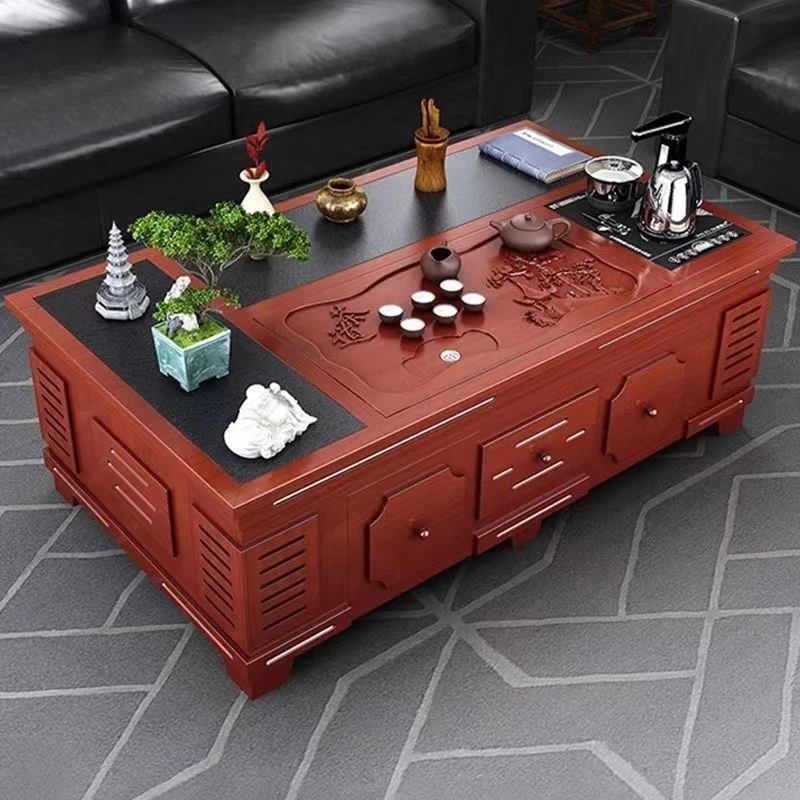 茶几客厅火烧石实木套装一体办公室多功能全自动功夫泡茶台桌椅