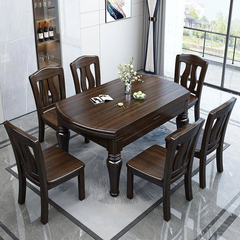 实木餐桌方圆两用餐桌家用豪华折叠高档餐桌