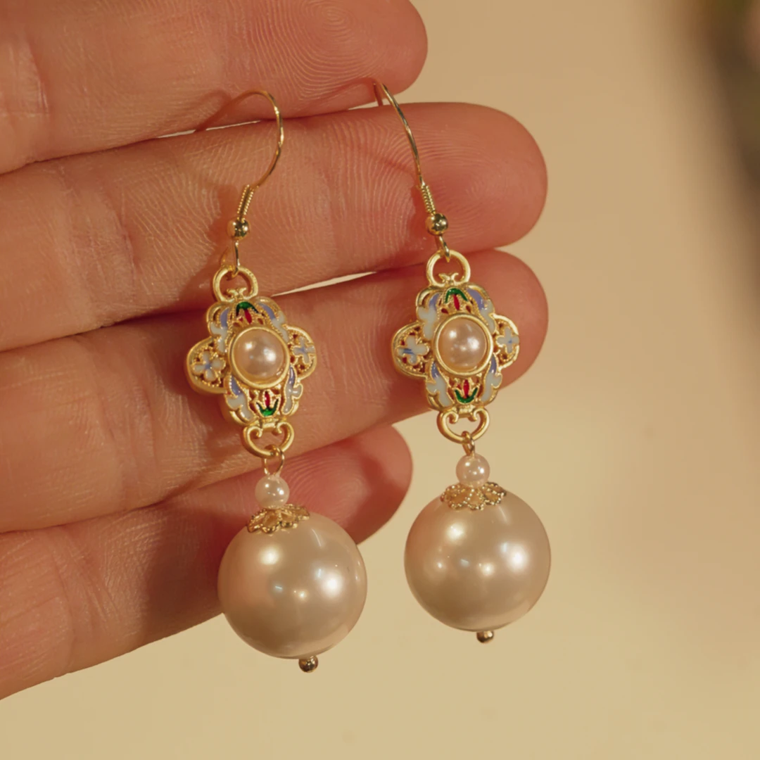 合金仿珍珠耳饰 【续吉专享】｜明眸｜宝藏店铺优雅气质白14珠珠耳环