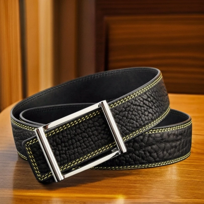 新款狂野牛皮男士真牛皮皮带时尚百搭带扣年轻人腰带经典休闲腰带