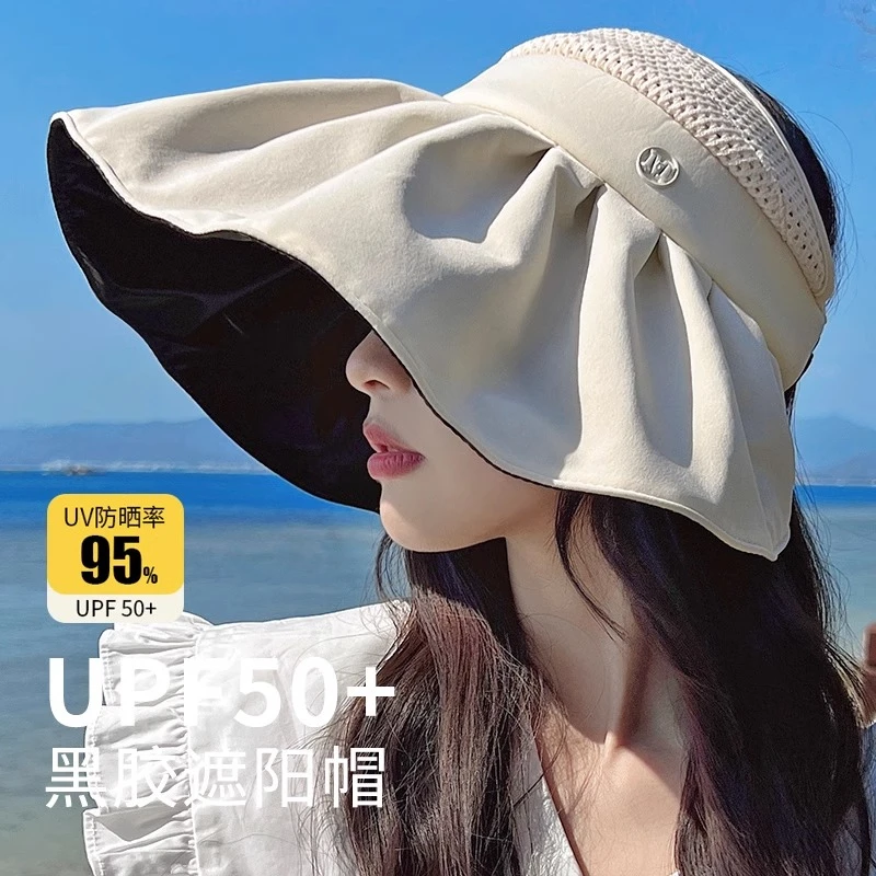 英国CospKosp防晒帽女遮脸防紫外线黑胶遮阳空顶帽贝壳帽女孩
