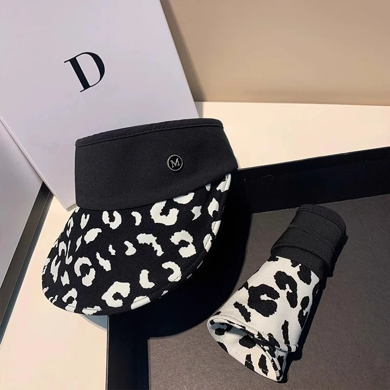 英国Cosp Kosp遮阳防晒空顶帽百搭户外可折叠时尚豹纹软檐太阳帽