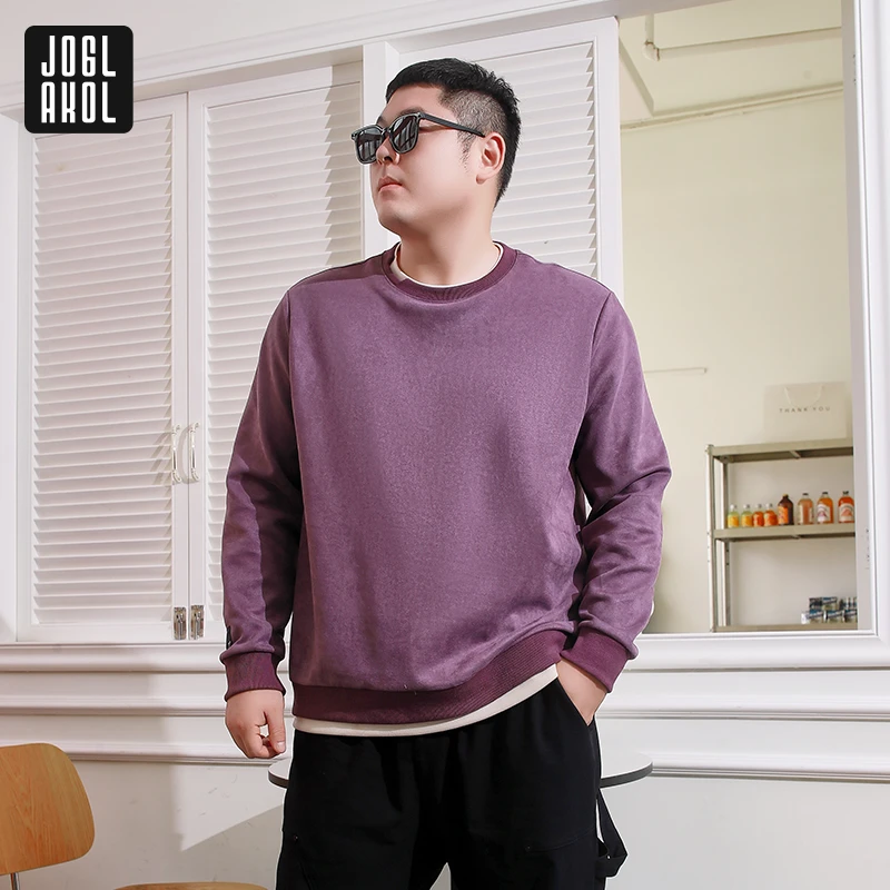 【多色软糯不规则圆领卫衣】乔拉格大码男装秋季男士显瘦长袖卫衣