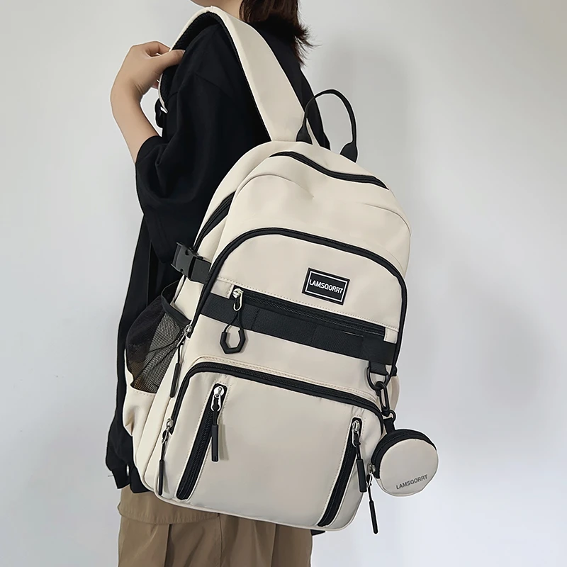 书包初中女生2024新款大容量背包时尚休闲高中大学生电脑双肩包男