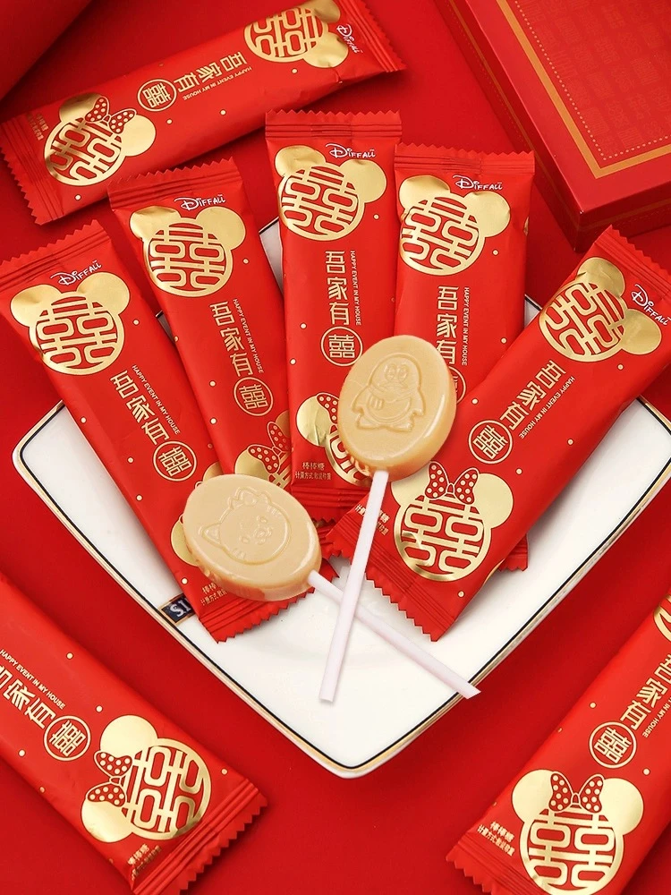 阿Q熊吾家有喜棒棒糖喜庆结婚喜糖批发