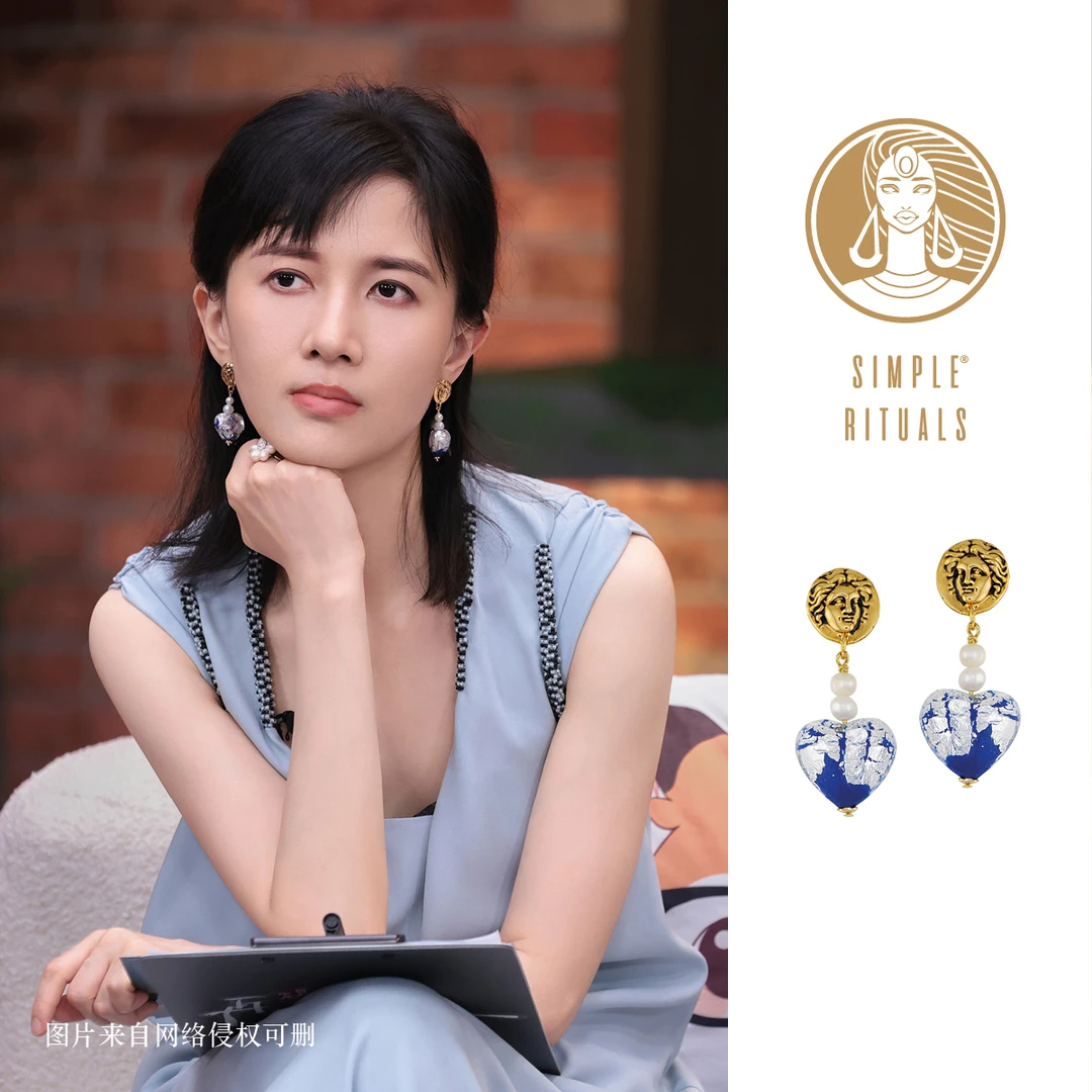 铜合金琉璃耳饰 意大利威尼斯手工爱心耳环女