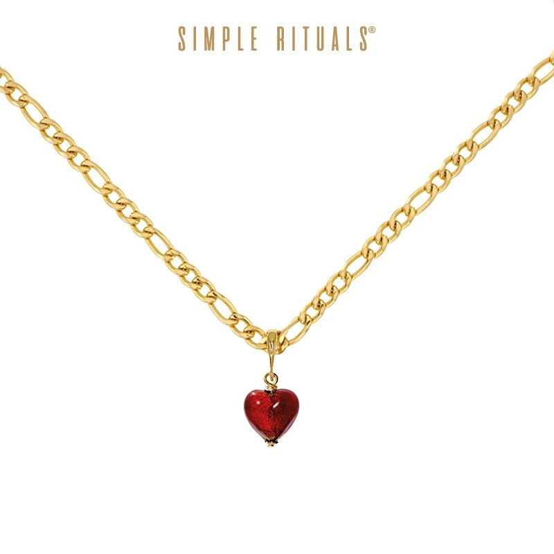 Simple Rituals 铜合金项链 心红热恋意大利威尼斯手工琉璃项链