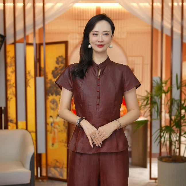 【十三仪】新中式中国风红云纱小衫  YNF186175