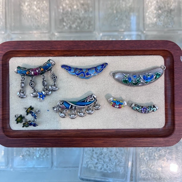 925银银制品 S925银烧蓝配件 延长链 小花 小锁弯管（直播间称重)