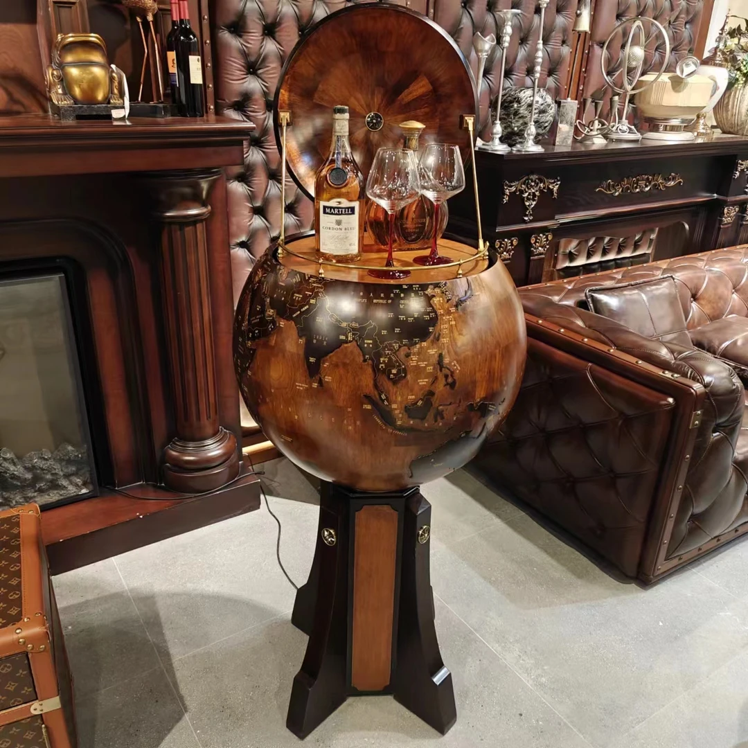 【源头工厂】皇家地球仪酒柜高档摆件装饰品大师设计 长65宽65高140