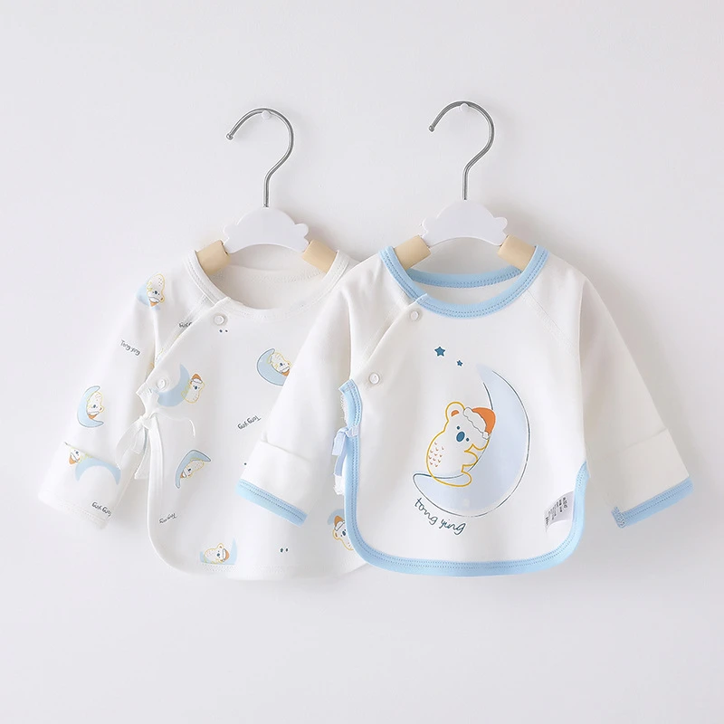 【直播特惠】新生婴儿衣服宝宝四季纯棉长袖半背衣初生圆领上衣