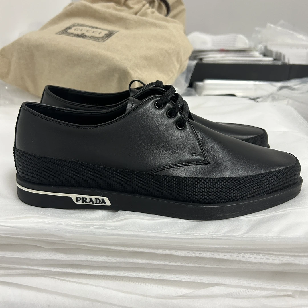 全新未使用 Prada/普拉达 普拉达男士休闲系带皮鞋