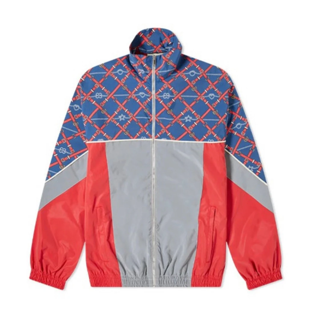 全新未使用 GUCCI/古驰 复古拼接印花反光运动夹克宽松时尚外套