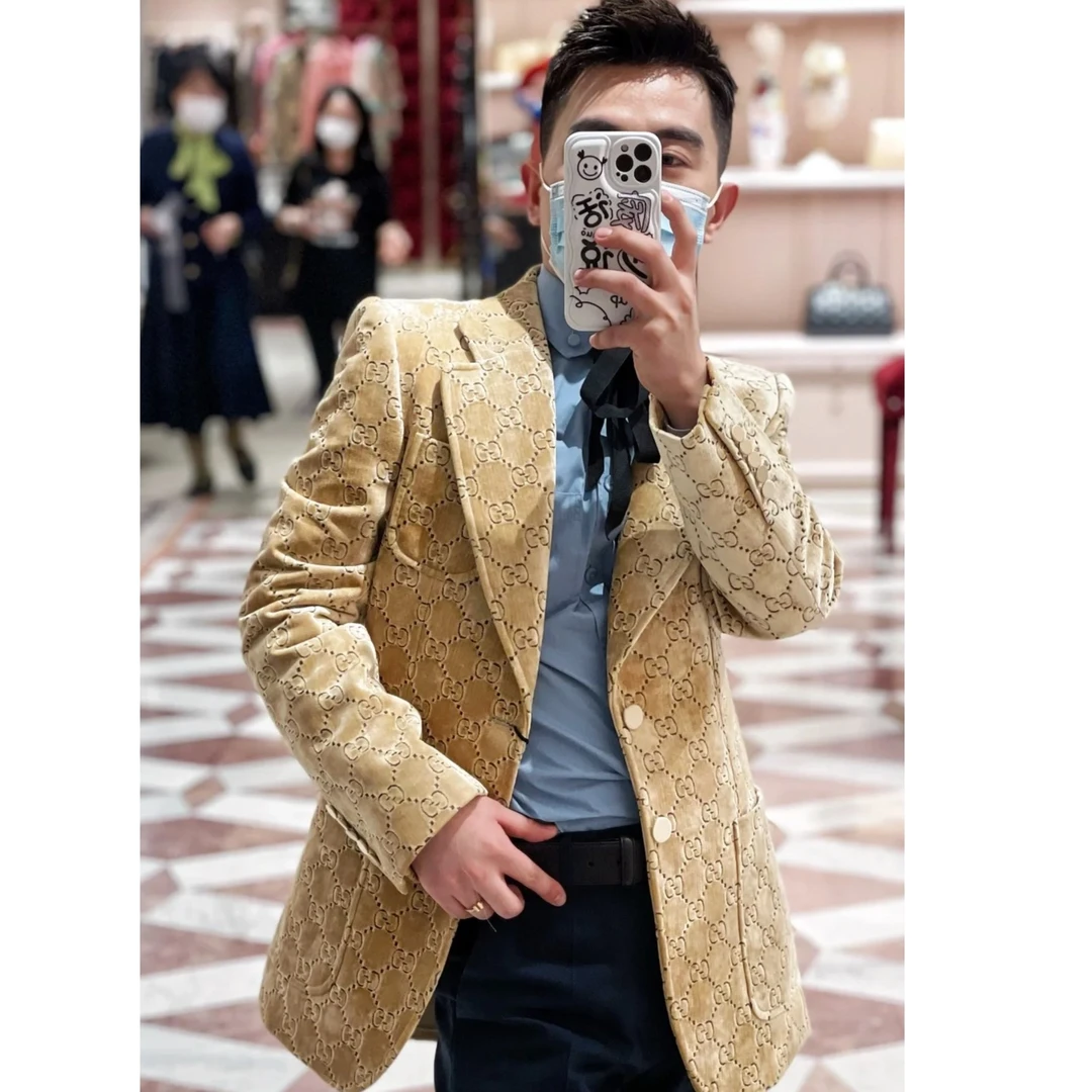 未使用 GUCCI/古驰 古驰满印老花翻领夹克西服外套男装