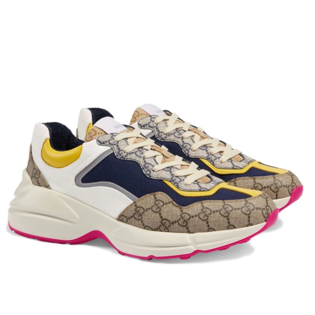 全新未使用 GUCCI/古驰 经典老花拼色男士老爹鞋运动休闲时尚百搭