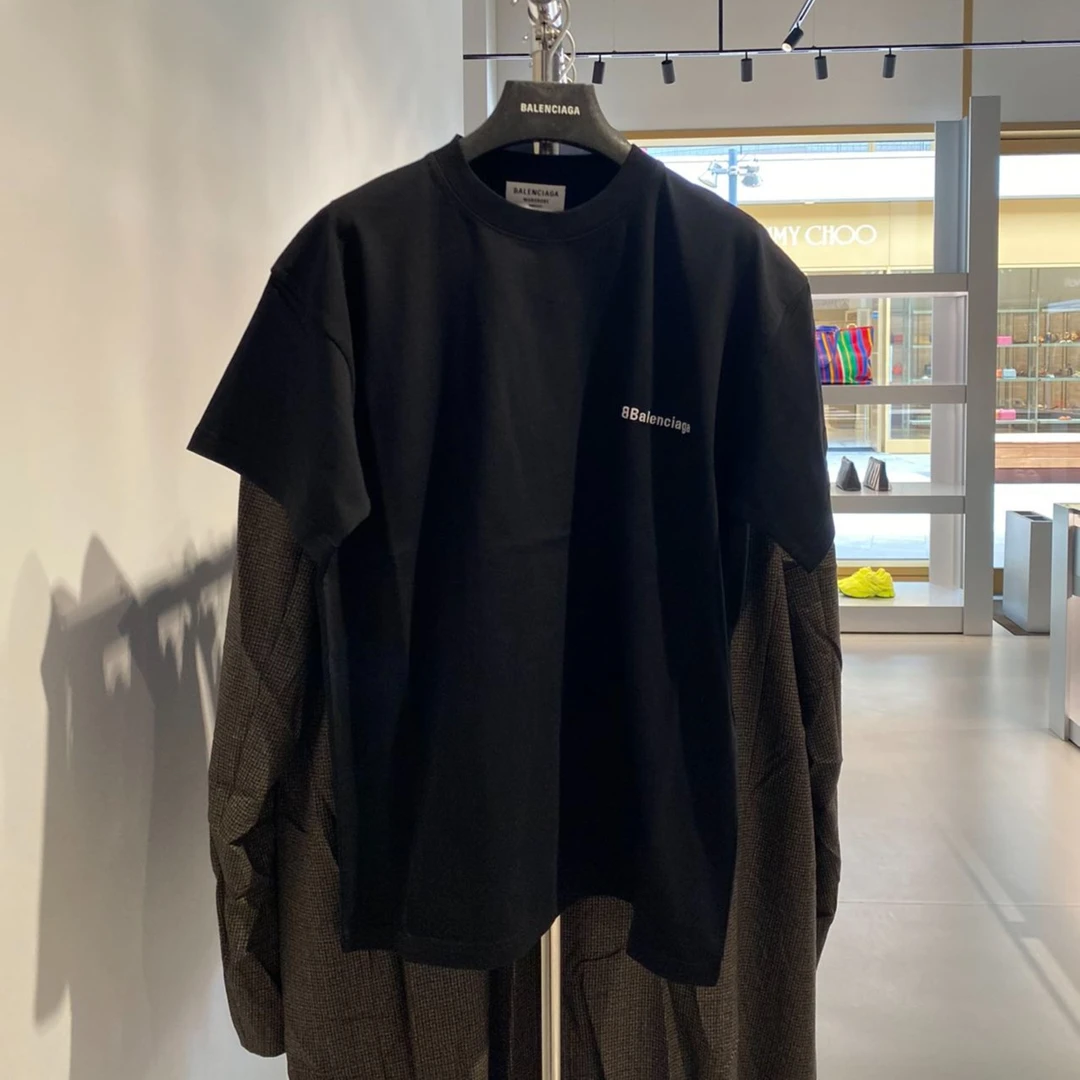 全新未使用 Balenciaga/巴黎世家 休闲时尚潮流微标黑色短袖