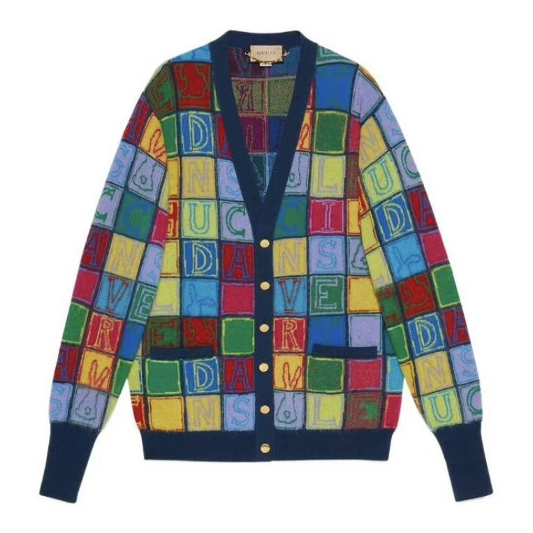 GUCCI/古驰古驰Gucci撞色字母格子毛衣开衫男女款毛衣