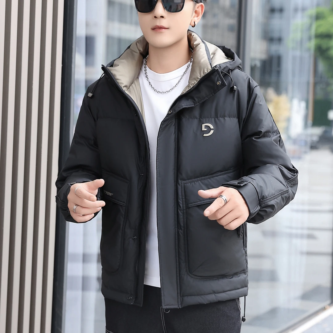 男士防寒服秋冬新款加厚保暖潮流男装休闲百搭宽松冬季连帽外套