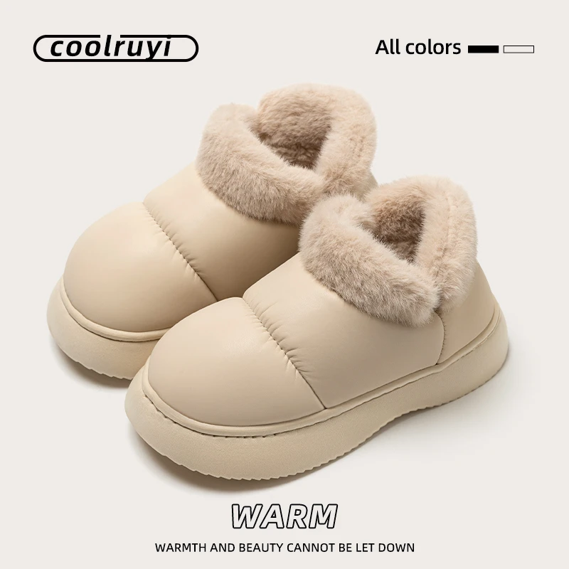 防水棉拖鞋女士秋冬季2024新款包跟家居厚底保暖加绒棉鞋冬天外穿