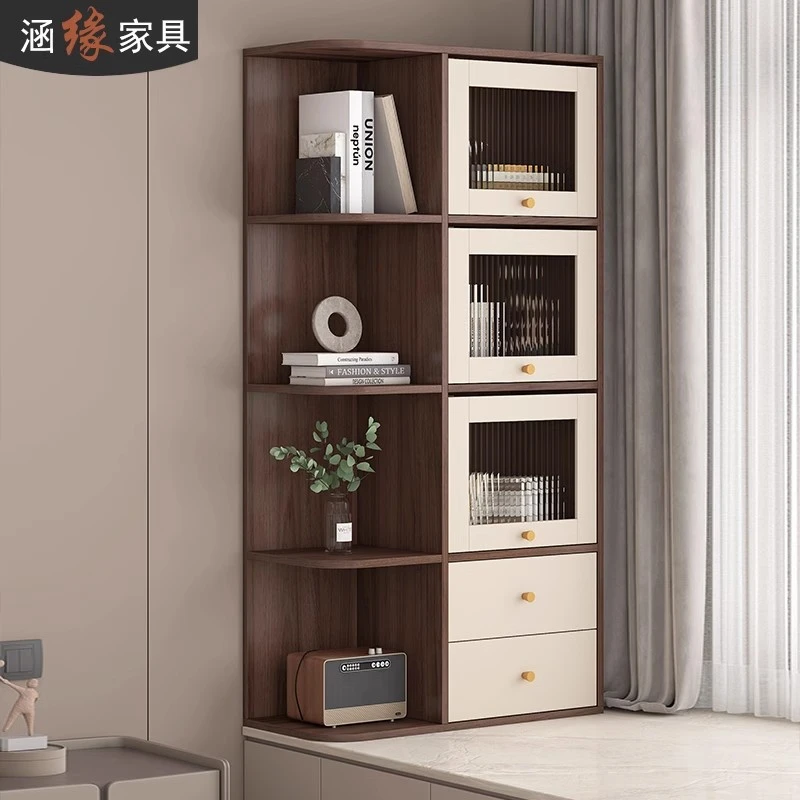 飘窗储物柜阳台书柜收纳柜现代简约窗台置物柜卧室储物立柜7F84