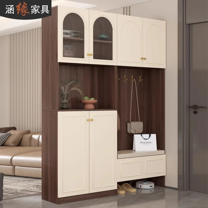 鞋柜玄关柜坐凳一体家用门口收纳柜现代简约隔断入户门厅柜7N77