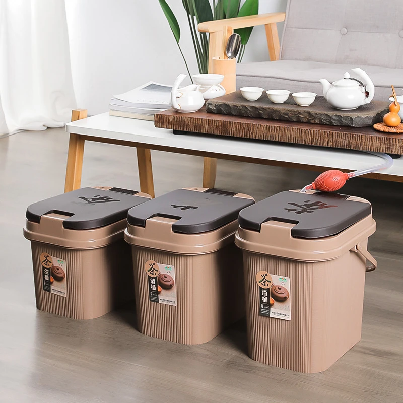 塑料弹盖茶水桶茶叶茶渣废水桶功夫茶具配件茶盘茶道茶台垃圾茶桶