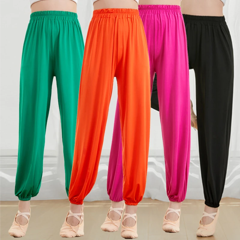 糖果色瑜伽裤女跑步运动健身长裤高腰瑜珈裤宽松束脚大码防蚊