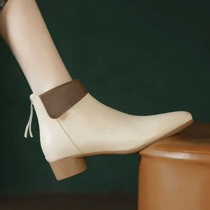 女2024年秋冬季新款黑色粗跟防滑百搭后拉链显瘦中筒时装靴女靴子