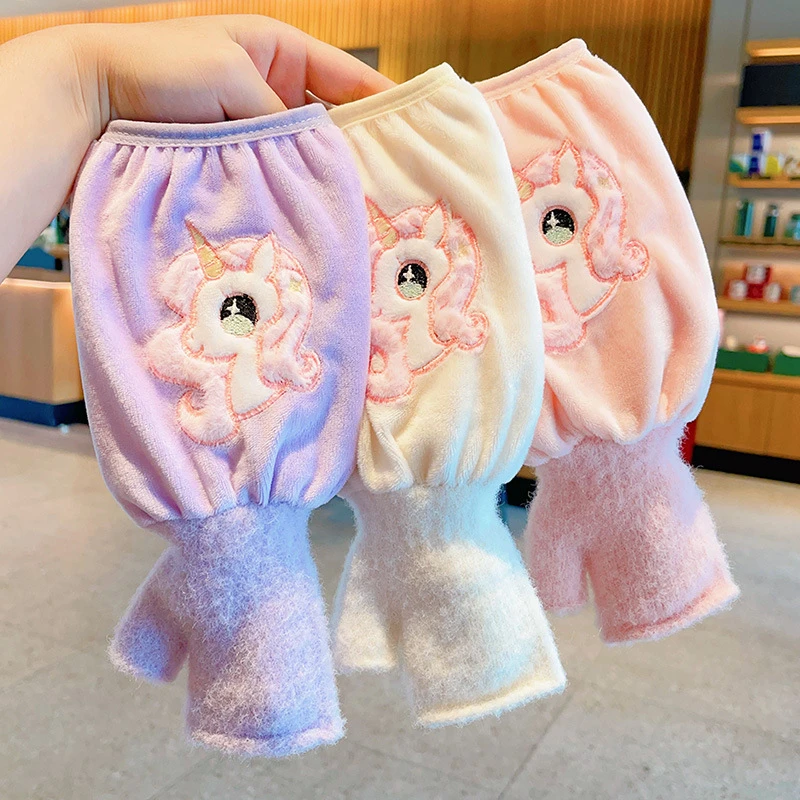 儿童卡通袖套手套二合一秋冬女童加厚保暖袖头小女孩防脏耐脏护袖