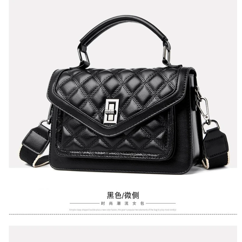多格层菱格手提包大容量斜挎包菱格软皮包2024新款韩版ins秋冬