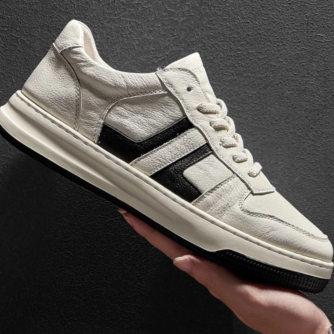 【钱钱】秋季新款 男士休闲软底透气真皮百搭休闲潮鞋时尚运动