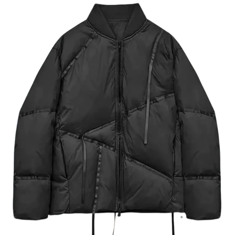 【新品】金典黑色时尚织带设计款羽绒服休闲百搭冬季宽松女