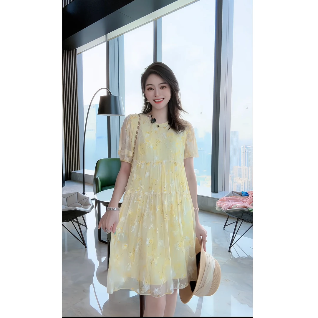 【深圳米熙儿】人间五月——100%桑蚕丝重工刺绣绣花女装连衣裙Q1001