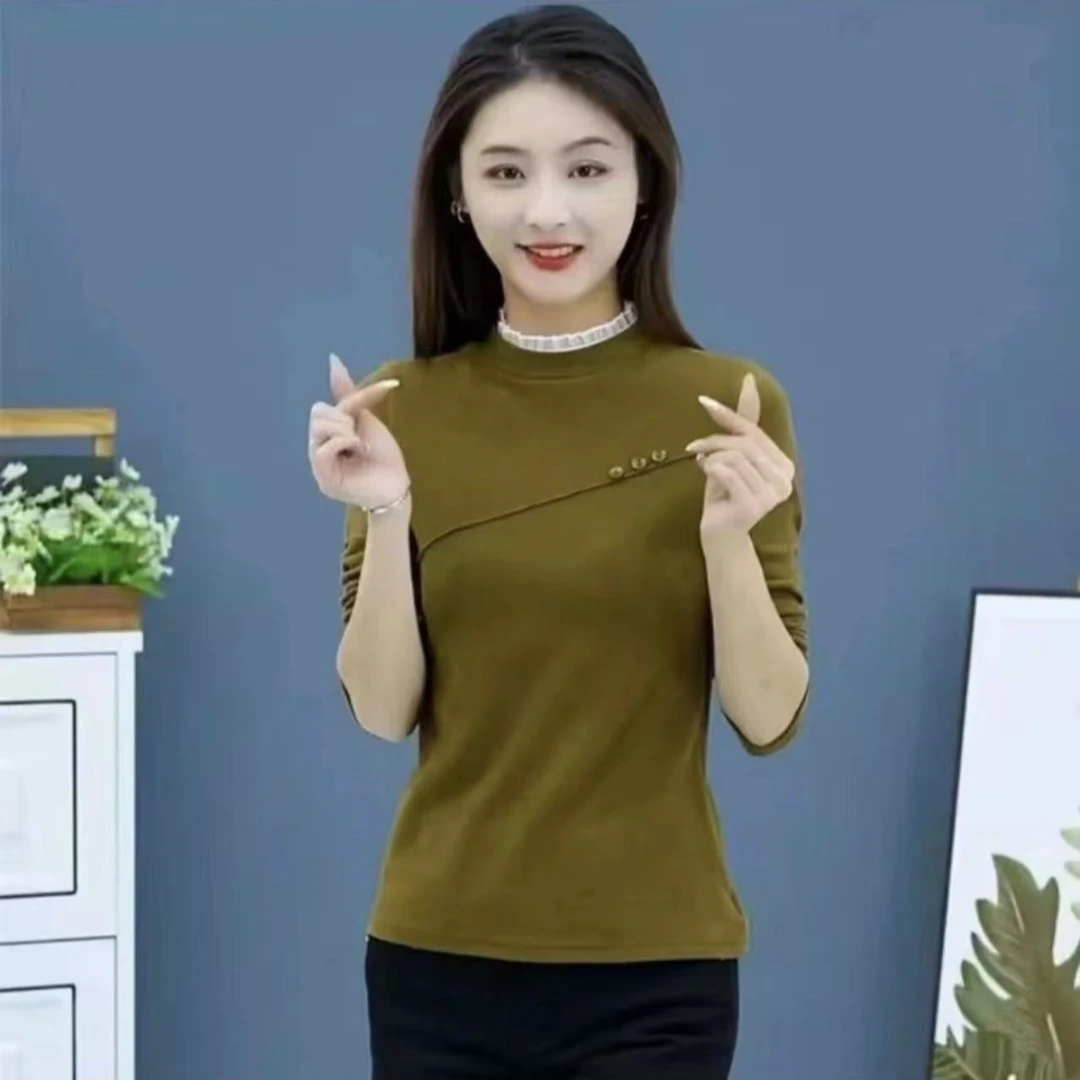 2024秋冬爆款德容保暖T恤长袖内搭纯色百搭上衣潮