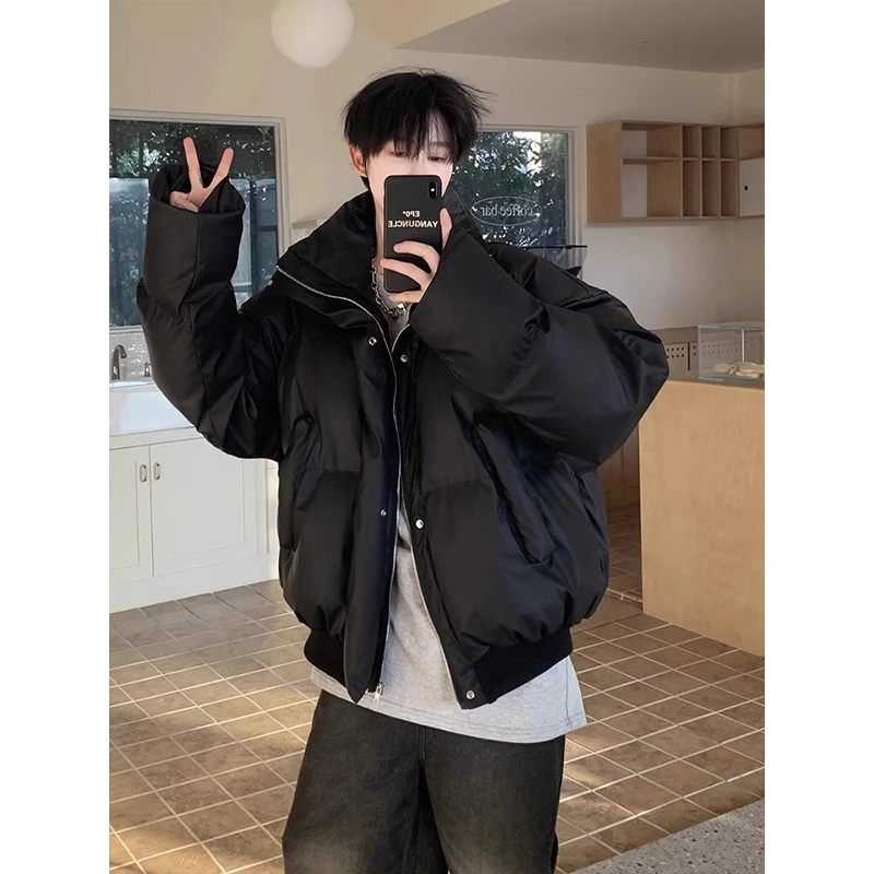 cleanfit黑色保暖棉衣男秋冬款高级感短款面包服美式潮牌宽松棉服