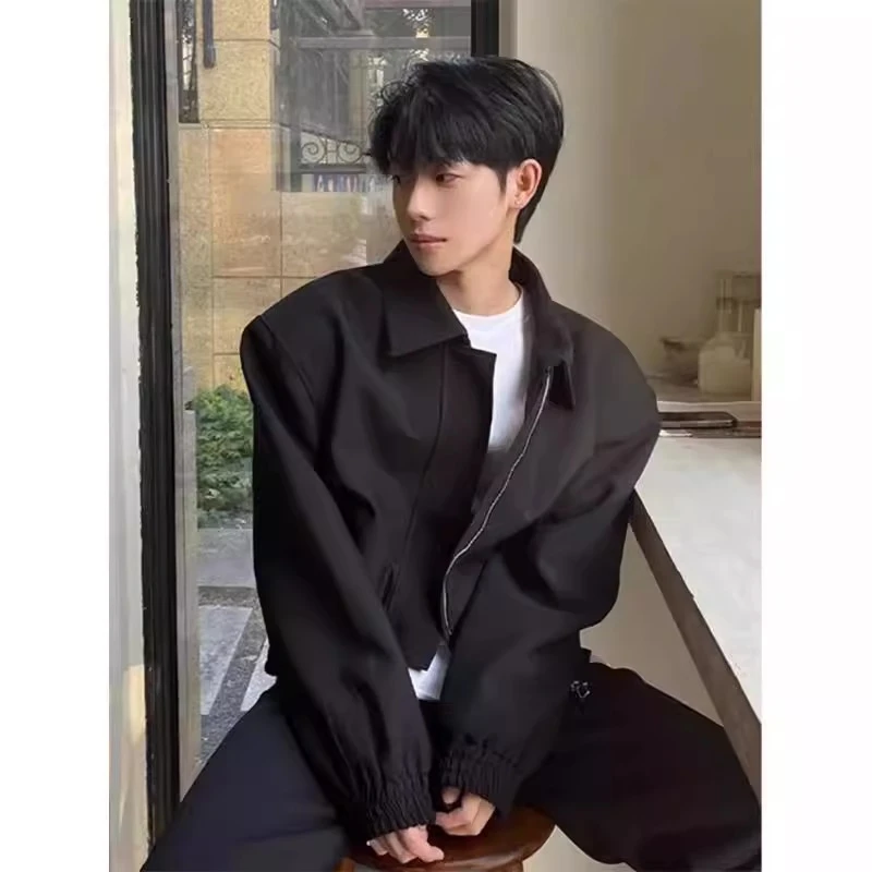 cleanfit短款黑色外套春秋季上衣美式飞行员夹克潮牌情侣工装夹克