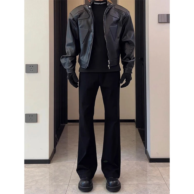 美式黑色弯刀西裤男春秋款垂坠感痞帅vibe裤子cleanfit微喇直筒裤