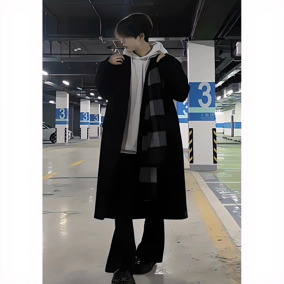 cleanfit韩系毛呢大衣男秋冬季中长款高级感加厚垫肩呢子风衣外套