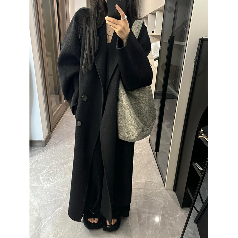 英伦雅痞韩系中长款毛呢大衣男款秋冬季高级感高个子过膝风衣外套