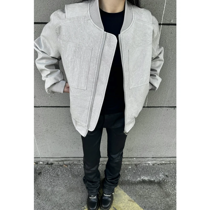 cleanfit棒球服外套男春秋款美式复古上衣外套飞行员宽松短款夹克