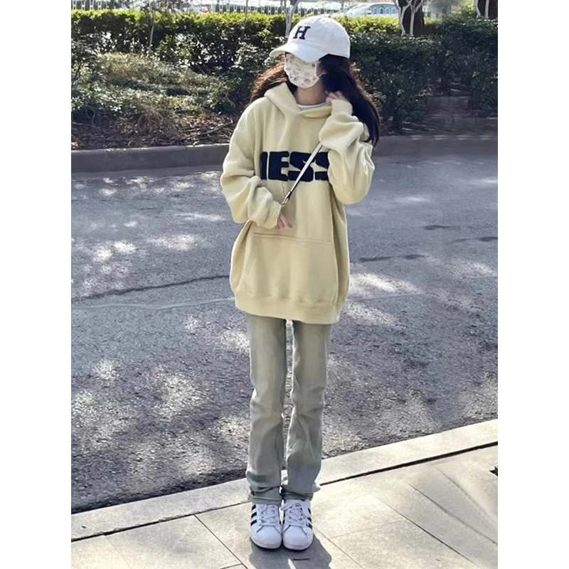 美式复古cleanfit裤子高街vibe潮牌黄泥牛仔裤男款修身直筒微喇裤
