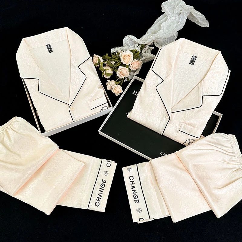 Sifuma/斯服玛《情侣山茶花》情侣睡衣女夏季冰丝三件套家居服套装