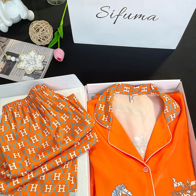 Sifuma/斯服玛《爱玛橙》夏秋小香风轻奢时尚两件套睡衣家居服礼盒