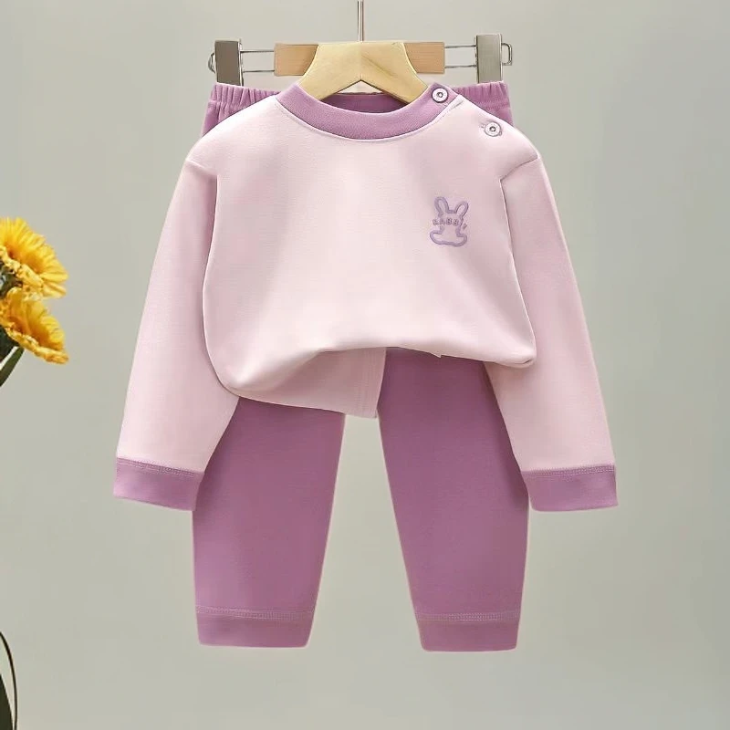 儿童秋冬新款德绒套装家居服男童女童秋衣秋裤中大小童保暖内衣裤